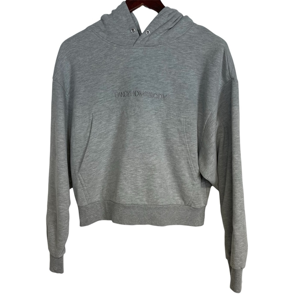 Fancy Homebody Gray Cropped Hoodie Size Small